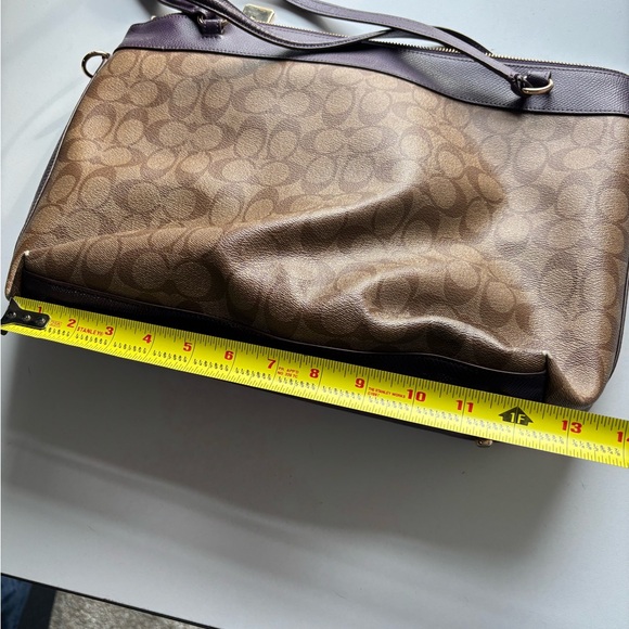 Coach Signature Brown and Purple Shoulder Bag - Picture 5 of 9